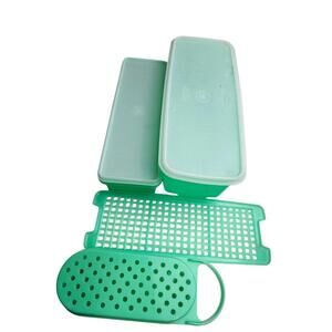 Lot Of 3 Tupperware Vintage Jadeite Green Container Celery Keeper 1375, 782, 792